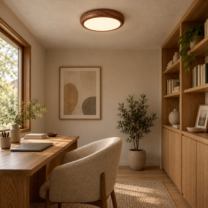 Wood Grain Round Ceiling Lamp