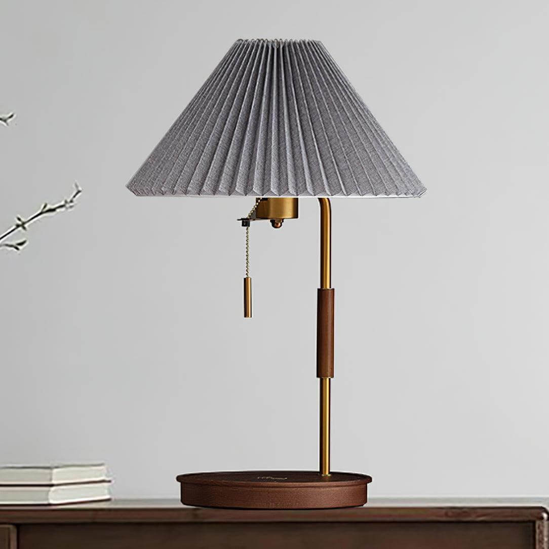 Wooden Retro Table Lamp – Walnut & White – Vinlighting