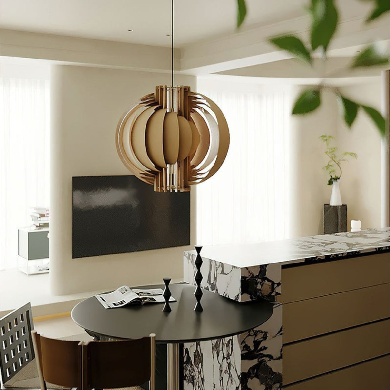 Wooden Lantern Pendant Lamp