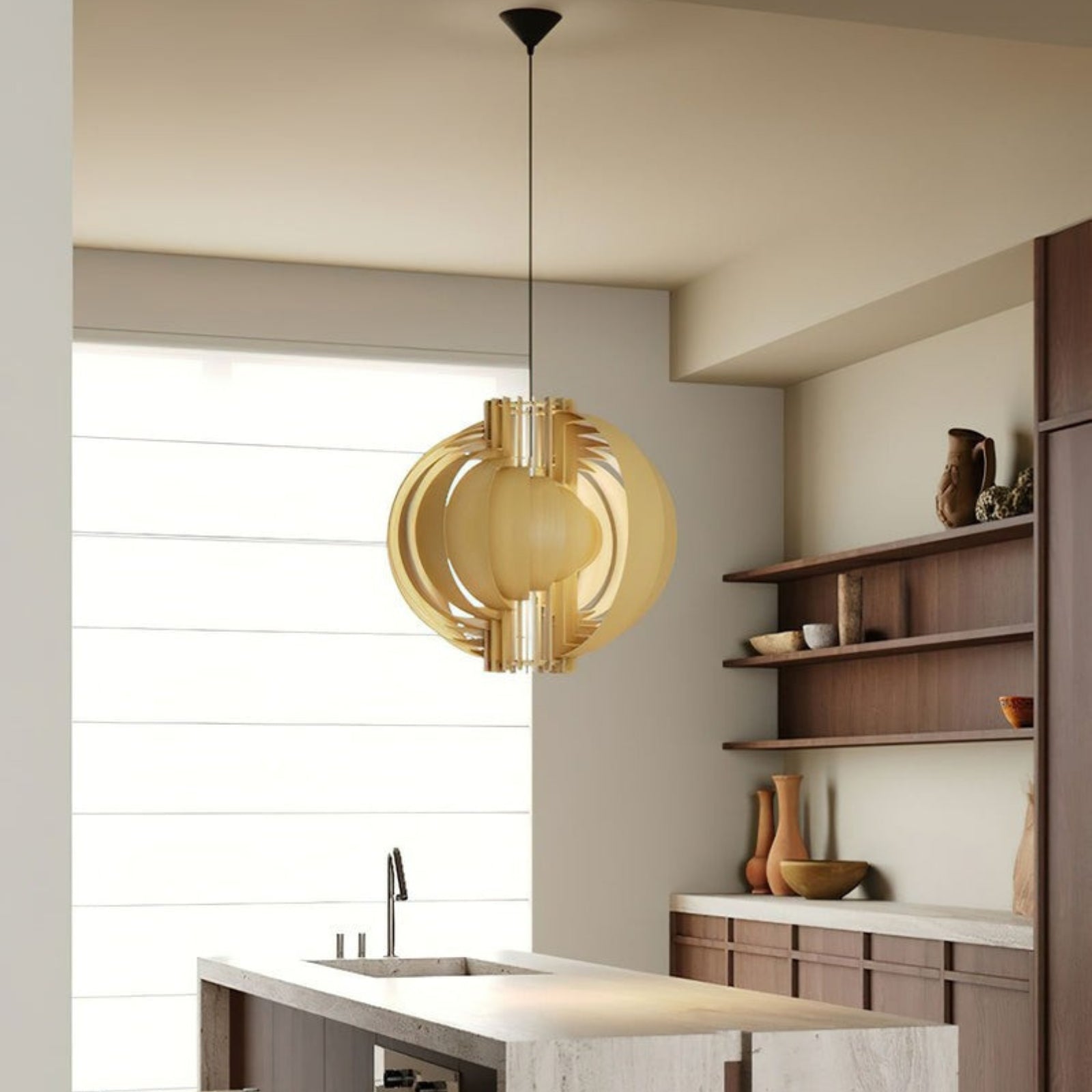 Wooden Lantern Pendant Lamp