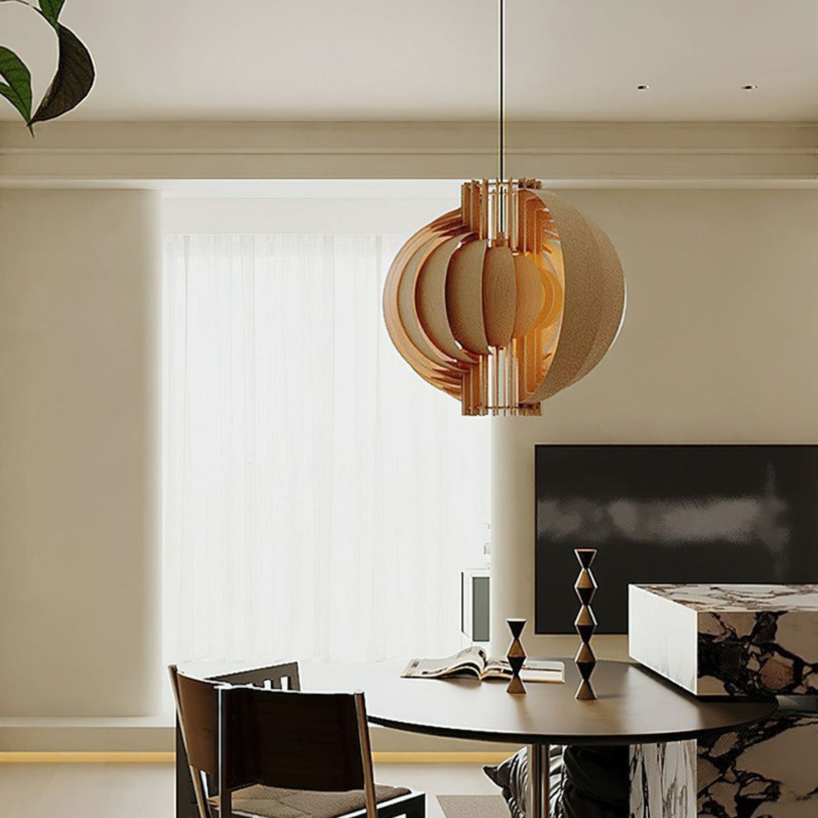 Wooden Lantern Pendant Lamp