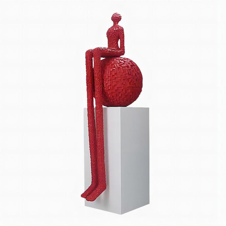 Xalino Decorative Art Sculpture – Bold Geometric Red Sculpture