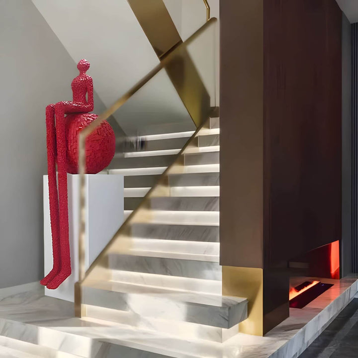 Xalino Decorative Art Sculpture – Bold Geometric Red Sculpture