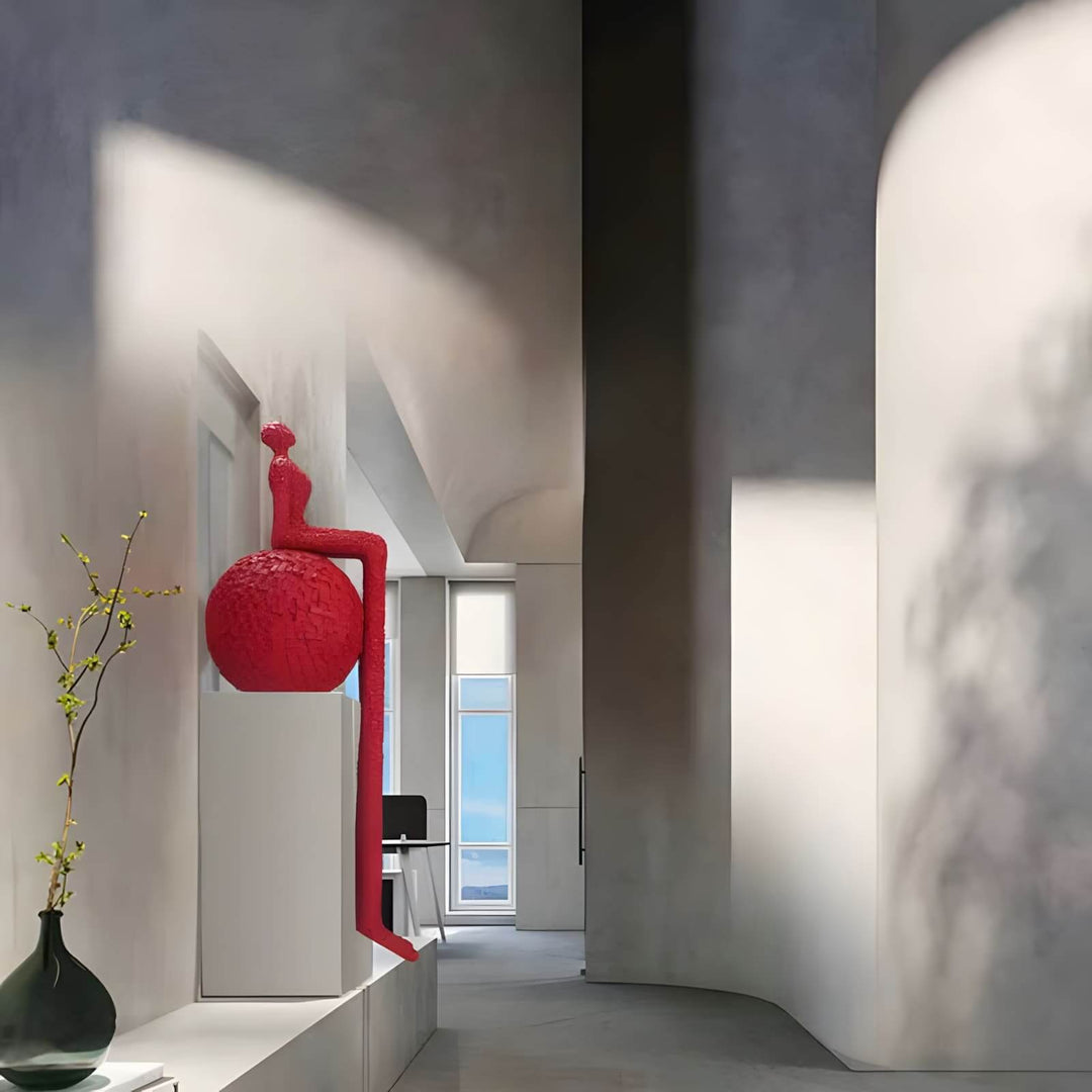 Xalino Decorative Art Sculpture – Bold Geometric Red Sculpture