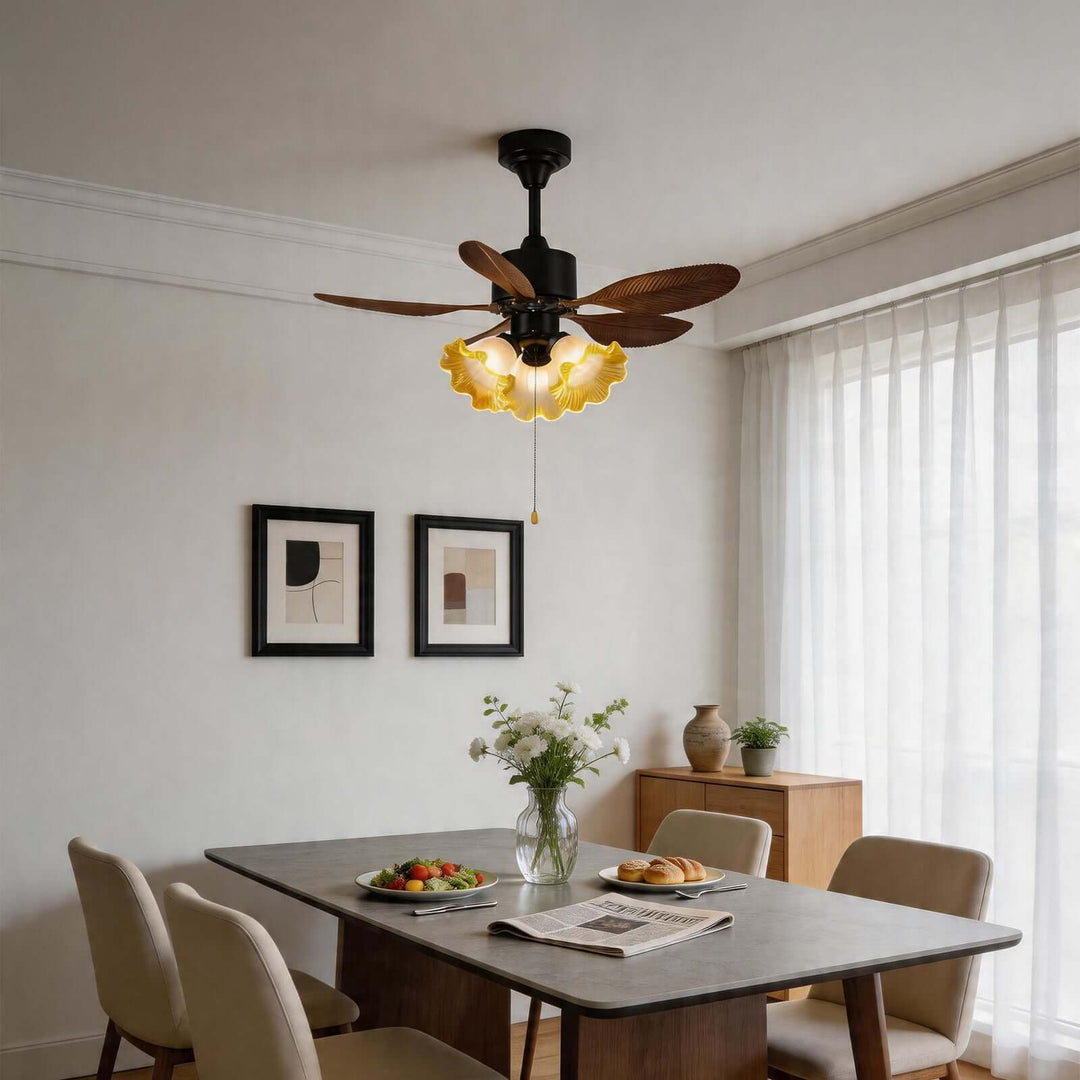 Xynoc Ceiling Fan Light A - Vintage Morning Glory Glass Dining Light