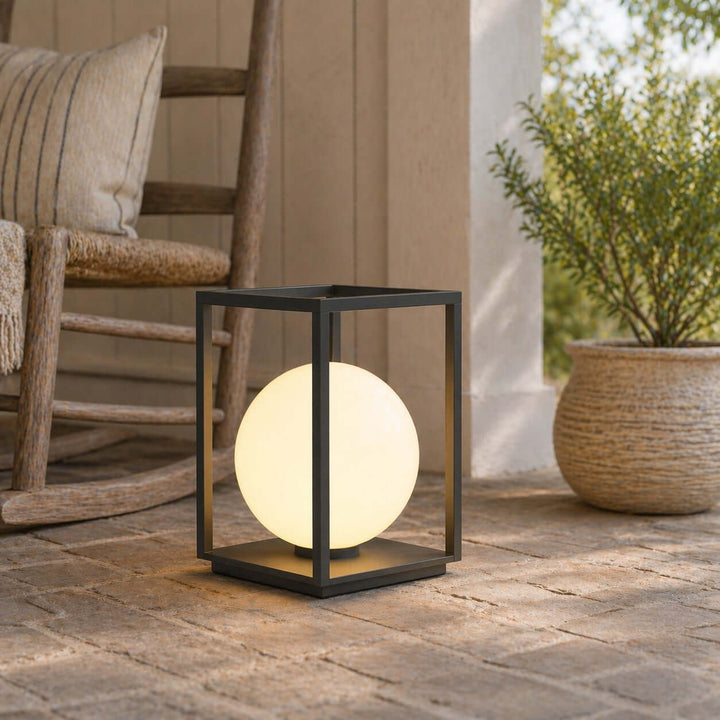 Zanvya Outdoor Floor Lamp - Minimalist Spherical Glass Lamp