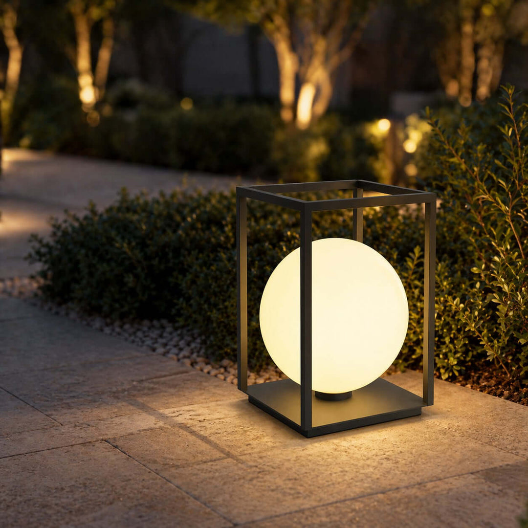 Zanvya Outdoor Floor Lamp - Minimalist Spherical Glass Lamp