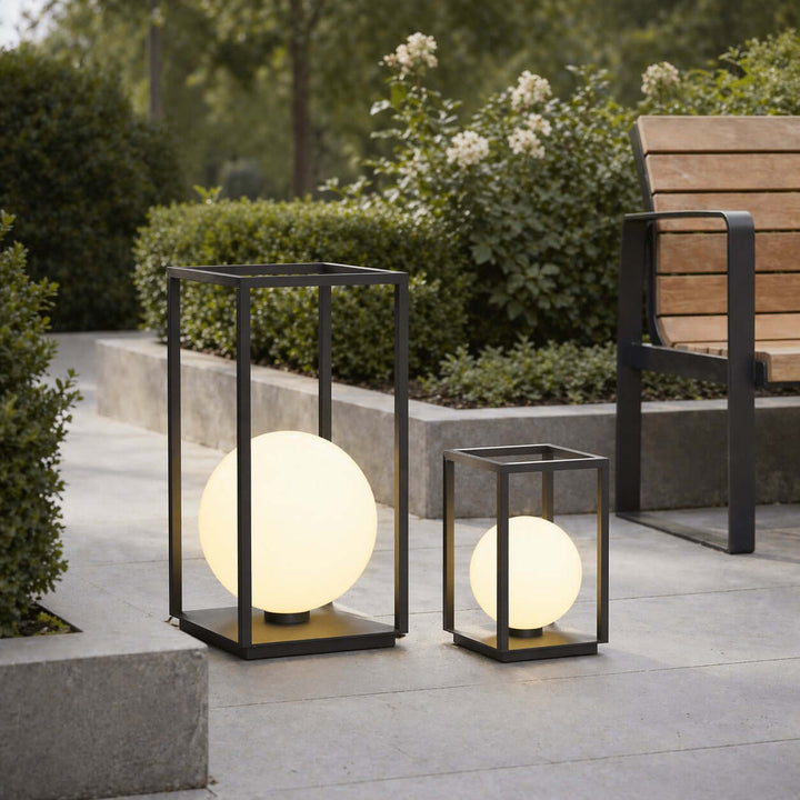 Zanvya Outdoor Floor Lamp - Minimalist Spherical Glass Lamp