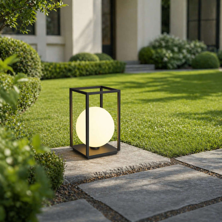 Zanvya Outdoor Floor Lamp - Minimalist Spherical Glass Lamp