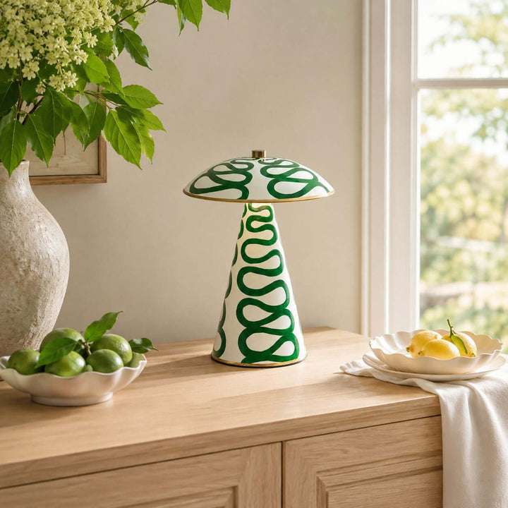 Zaria Modern Painted Ceramic Mushroom Table Lamp for Bedroom Desk