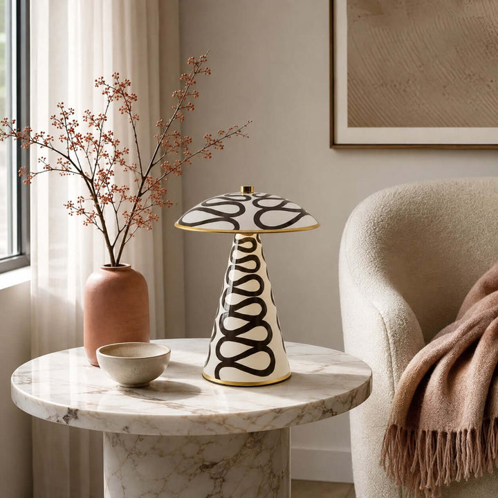 Zaria Modern Painted Ceramic Mushroom Table Lamp for Bedroom Desk