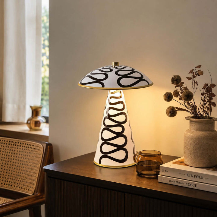 Zaria Modern Painted Ceramic Mushroom Table Lamp for Bedroom Desk
