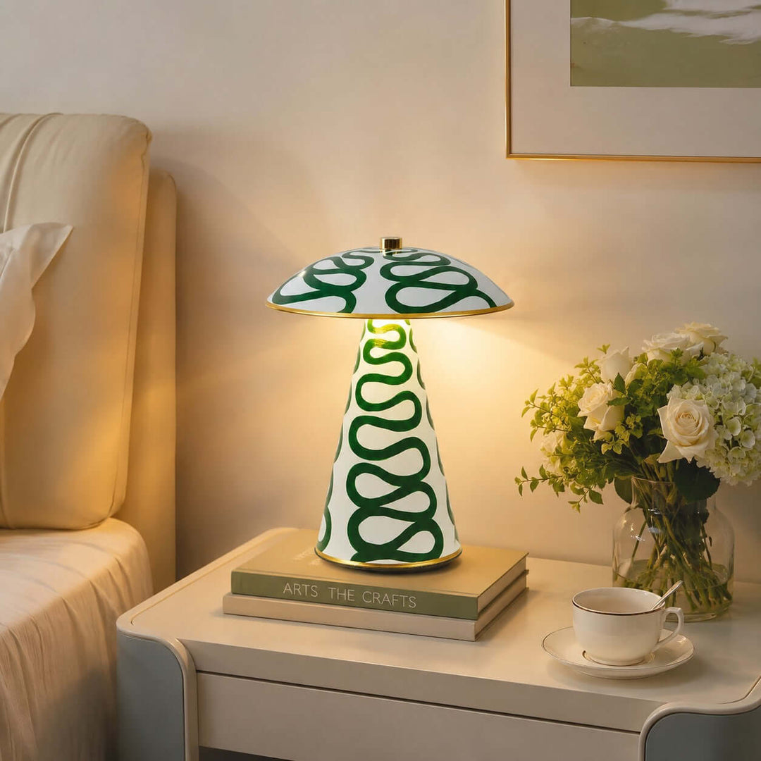 Zaria Modern Painted Ceramic Mushroom Table Lamp for Bedroom Desk