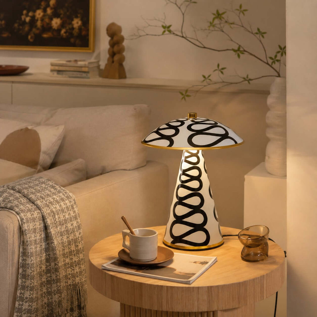 Zaria Modern Painted Ceramic Mushroom Table Lamp for Bedroom Desk