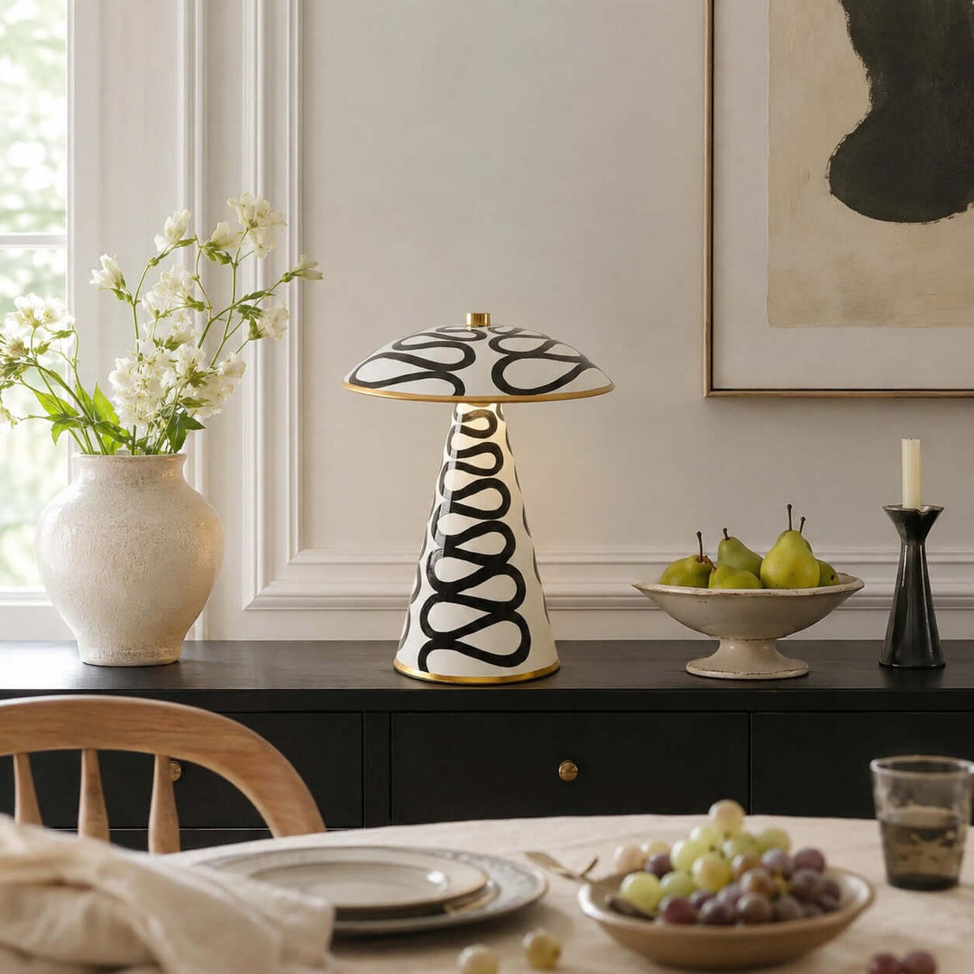 Zaria Modern Painted Ceramic Mushroom Table Lamp for Bedroom Desk