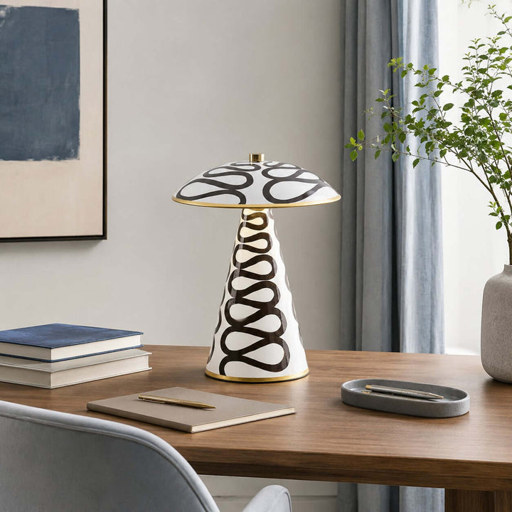 Zaria Modern Painted Ceramic Mushroom Table Lamp for Bedroom Desk