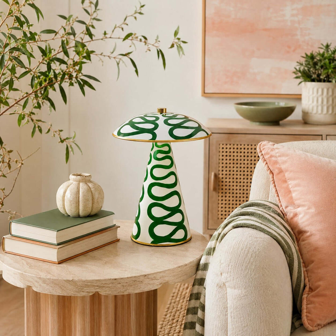 Zaria Modern Painted Ceramic Mushroom Table Lamp for Bedroom Desk