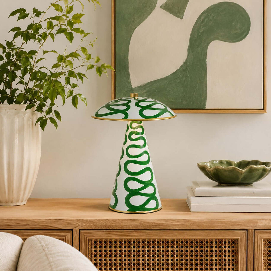 Zaria Modern Painted Ceramic Mushroom Table Lamp for Bedroom Desk