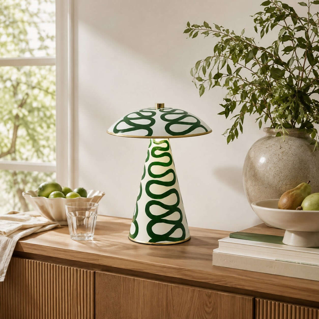 Zaria Modern Painted Ceramic Mushroom Table Lamp for Bedroom Desk