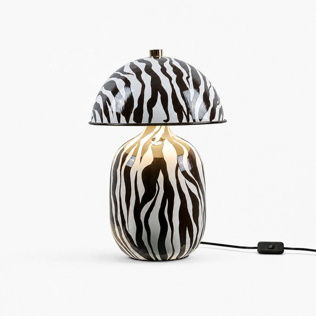 Zaria Zebra Pattern Ceramic Table Lamp for Bedroom &amp; Living Room