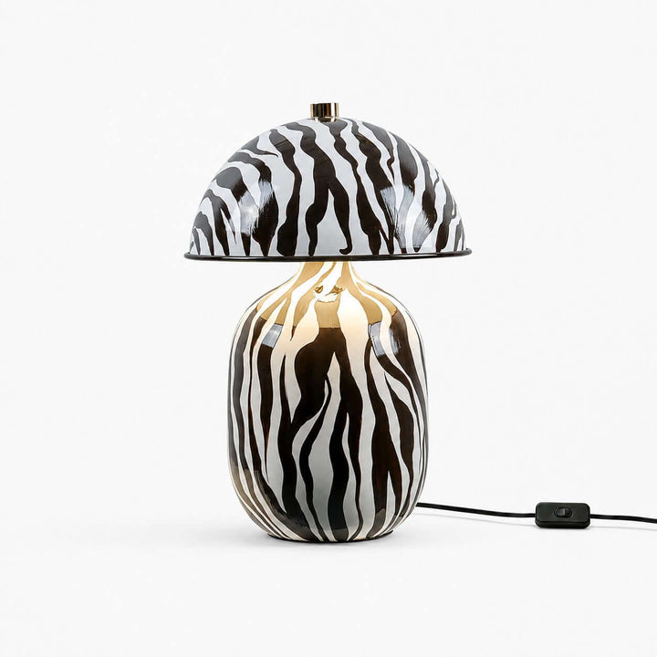 Zaria Zebra Pattern Ceramic Table Lamp for Bedroom &amp; Living Room