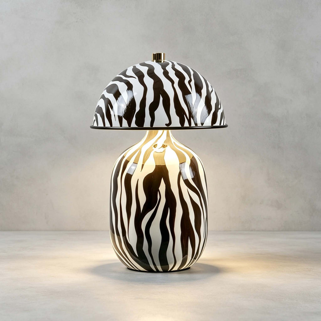 Zaria Zebra Pattern Ceramic Table Lamp for Bedroom &amp; Living Room