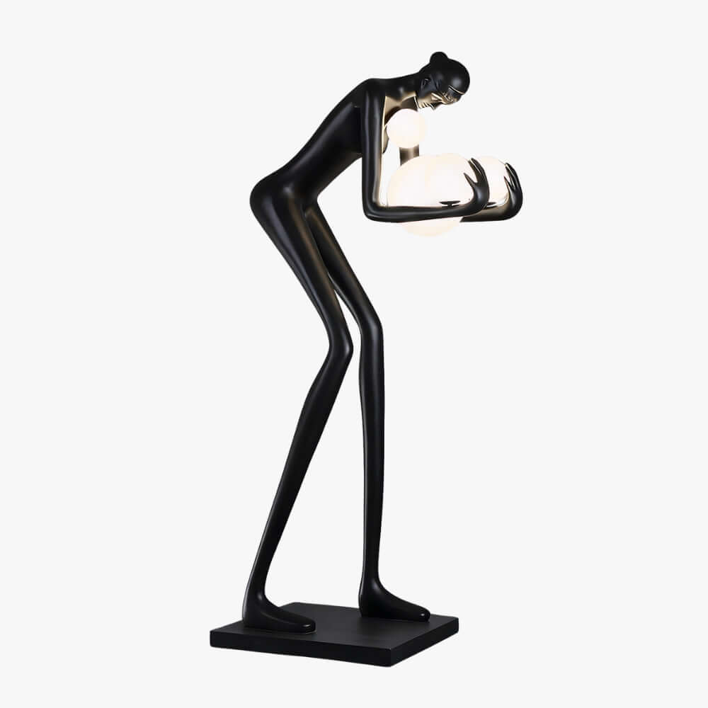 Zavon Sculptural Floor Lamp - Black Humanoid Decorative Art Sculpture