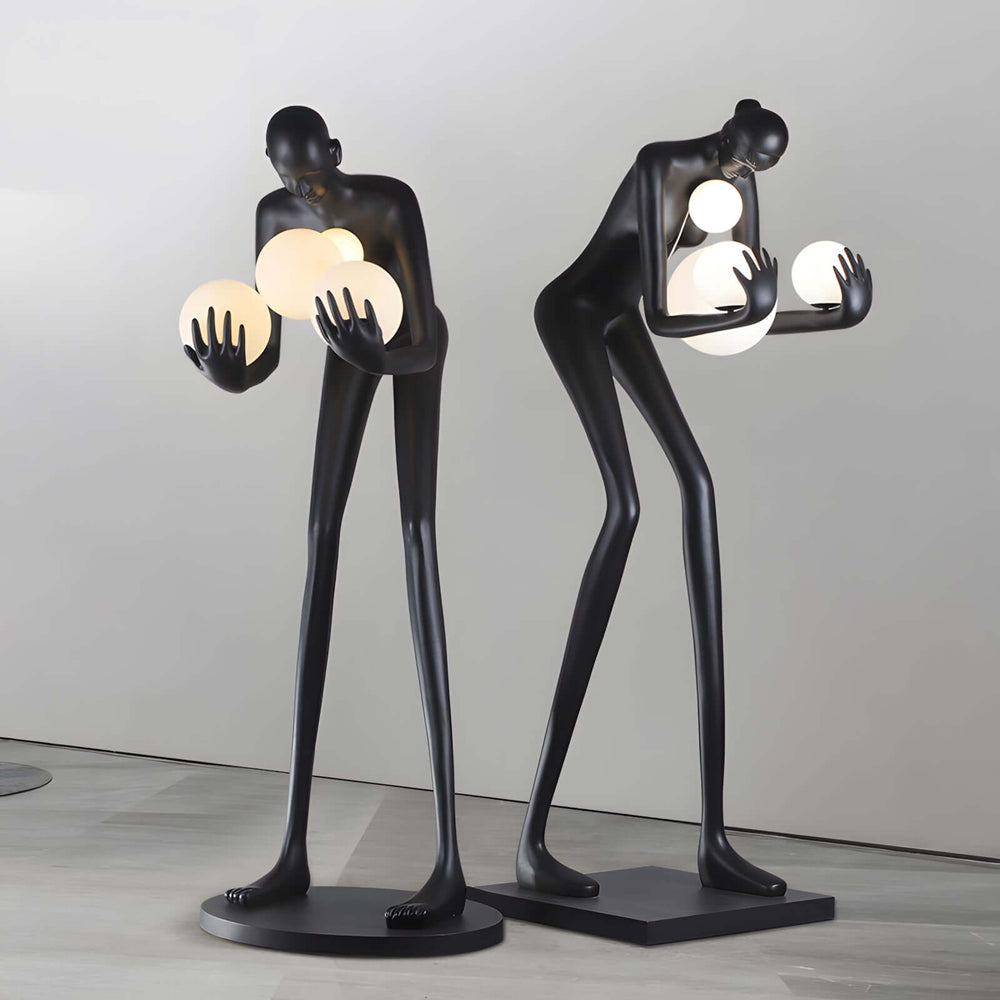 Zavon Sculptural Floor Lamp - Black Humanoid Decorative Art Sculpture