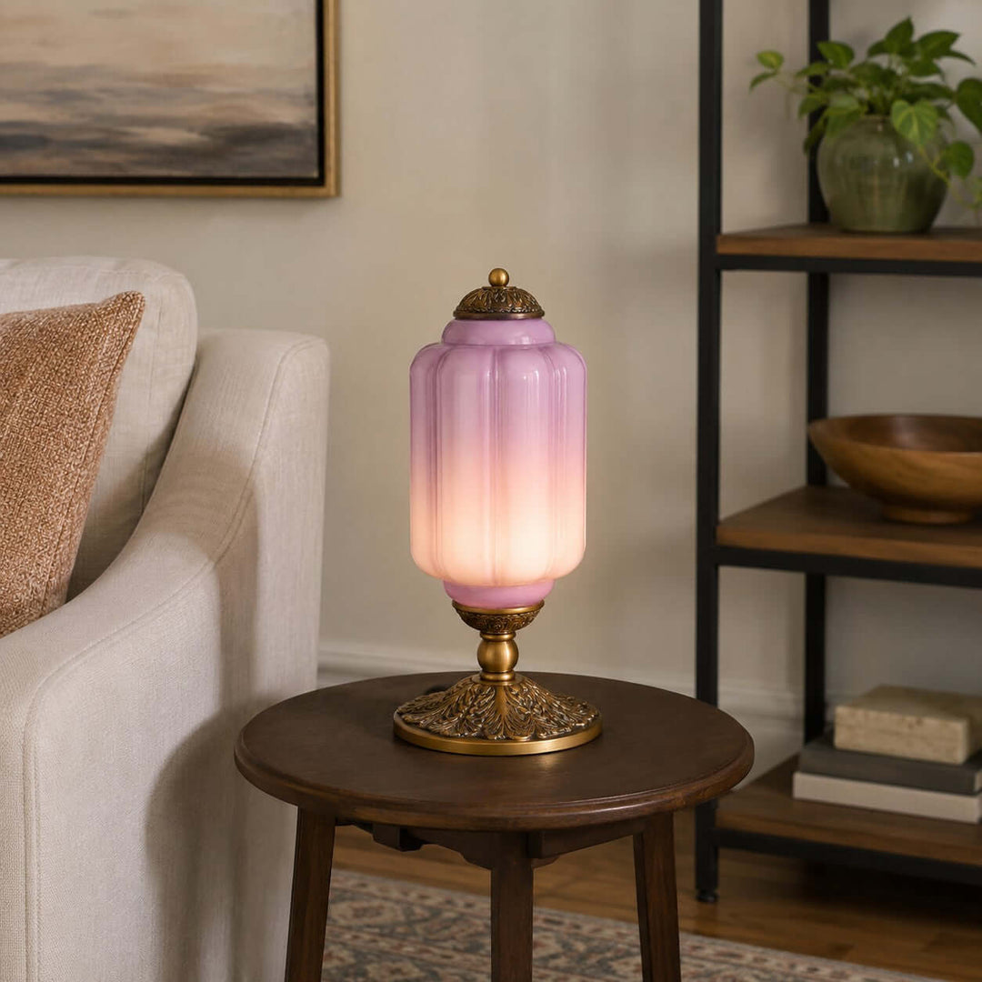 Zelvion Table Lamp - French Vintage Cream Glass Bedside Decor | Vinlighting