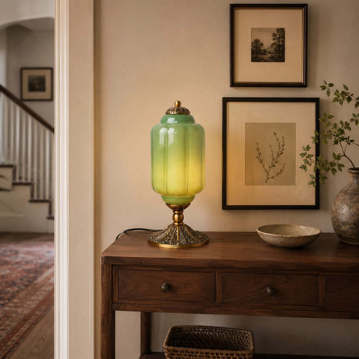 Zelvion Table Lamp - French Vintage Cream Glass Bedside Decor | Vinlighting