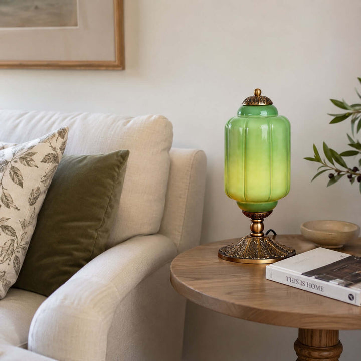 Zelvion Table Lamp - French Vintage Cream Glass Bedside Decor | Vinlighting