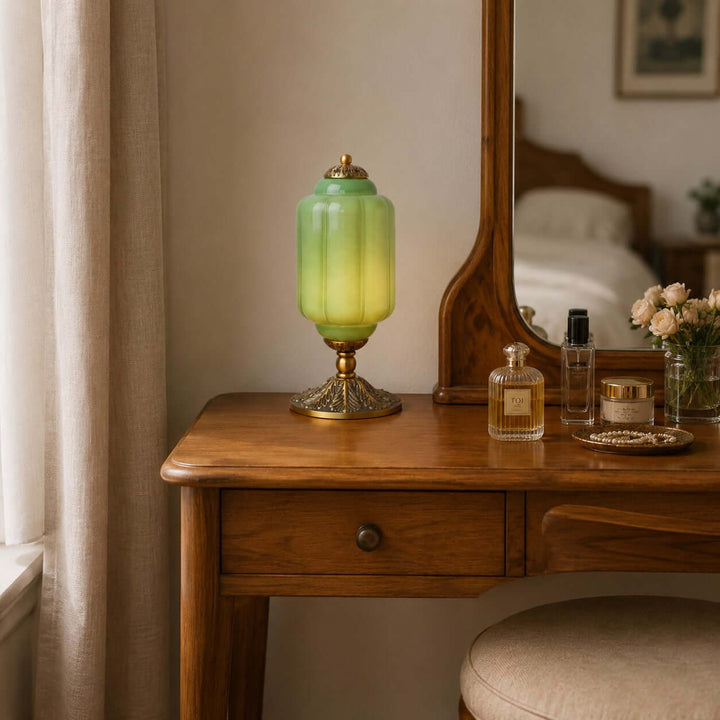 Zelvion Table Lamp - French Vintage Cream Glass Bedside Decor | Vinlighting