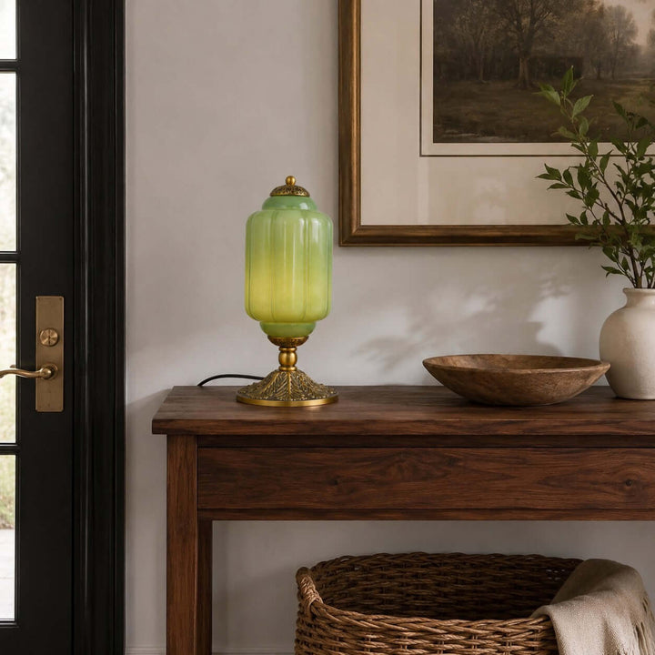 Zelvion Table Lamp - French Vintage Cream Glass Bedside Decor | Vinlighting