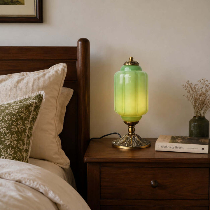Zelvion Table Lamp - French Vintage Cream Glass Bedside Decor | Vinlighting