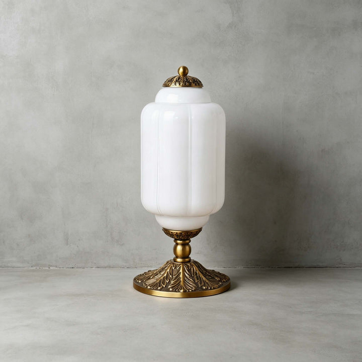 Zelvion Table Lamp - French Vintage Cream Glass Bedside Decor | Vinlighting