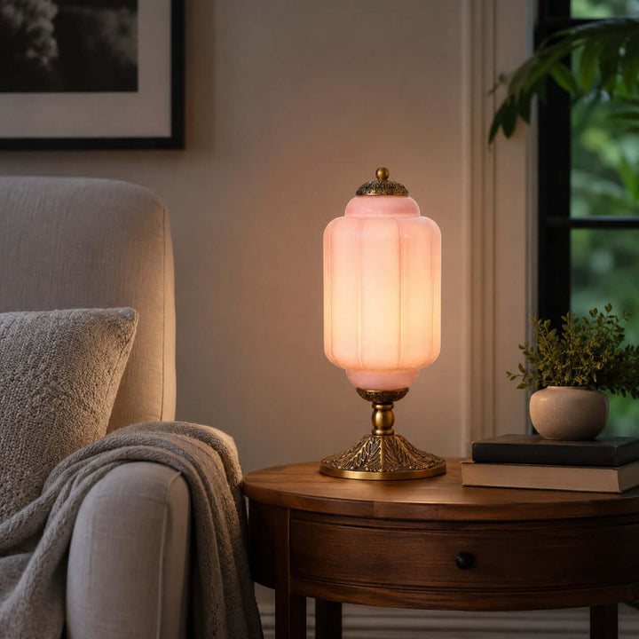 Zelvion Table Lamp - French Vintage Cream Glass Bedside Decor | Vinlighting
