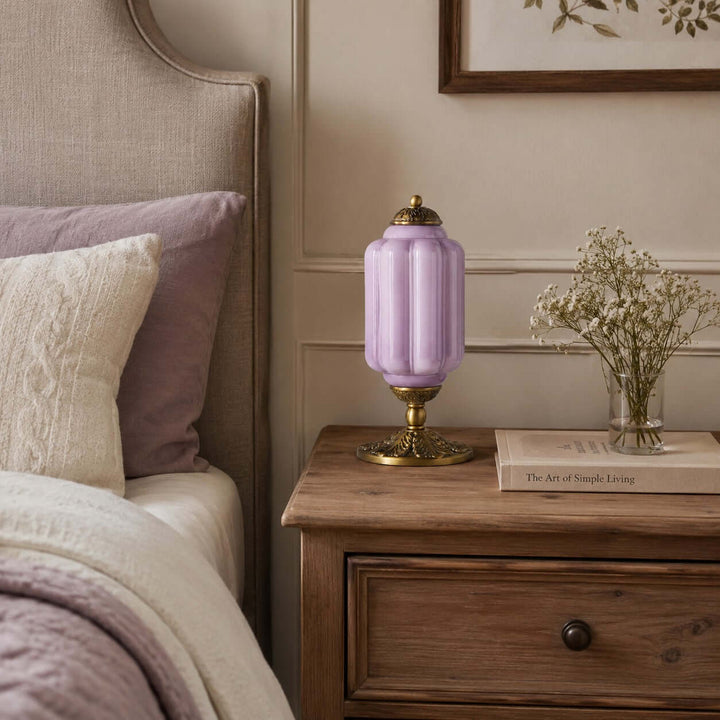 Zelvion Table Lamp - French Vintage Cream Glass Bedside Decor | Vinlighting