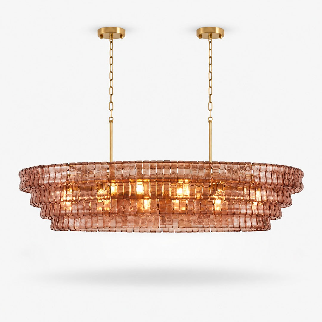 Zirvona Linear Chandelier | Tiered Glass for Kitchen Islands