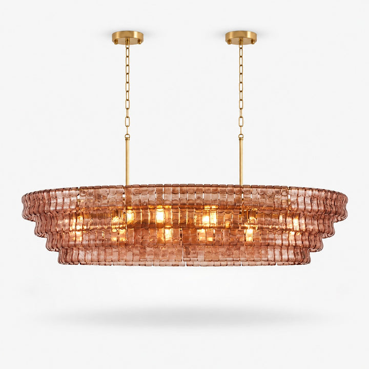Zirvona Linear Chandelier | Tiered Glass for Kitchen Islands