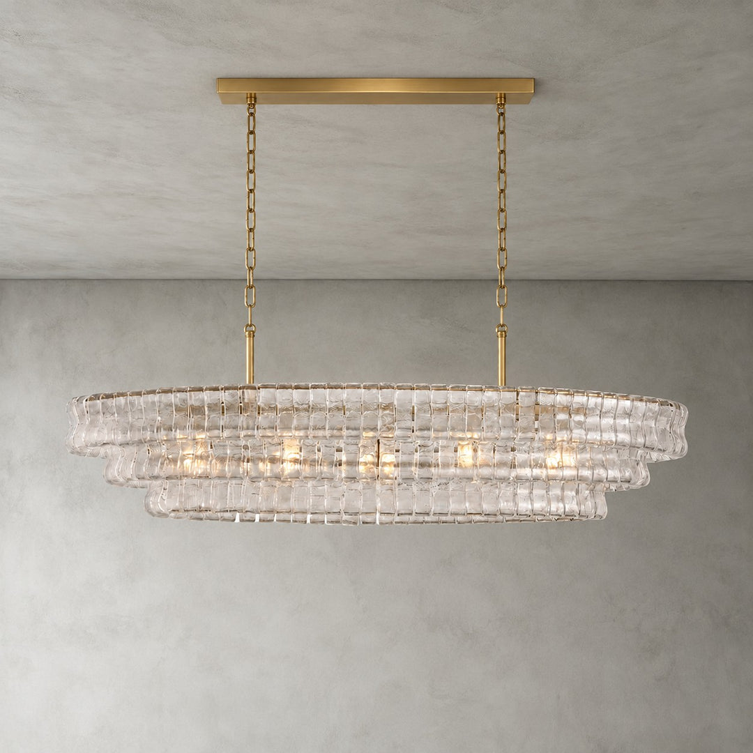 Zirvona Linear Chandelier | Tiered Glass for Kitchen Islands