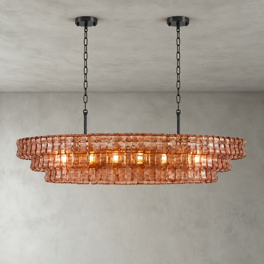 Zirvona Linear Chandelier | Tiered Glass for Kitchen Islands