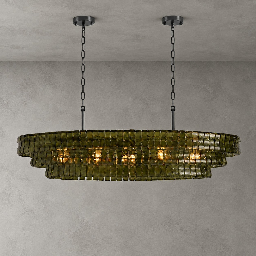 Zirvona Linear Chandelier | Tiered Glass for Kitchen Islands