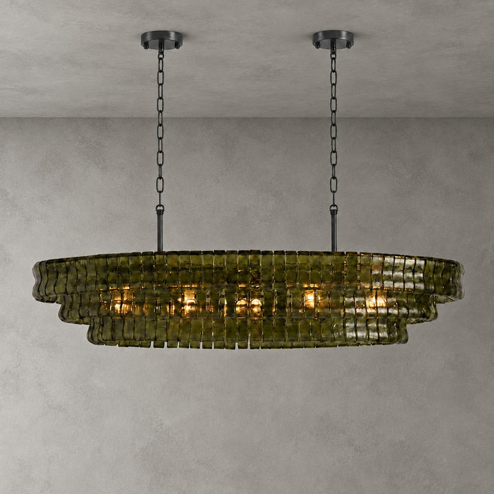 Zirvona Linear Chandelier | Tiered Glass for Kitchen Islands
