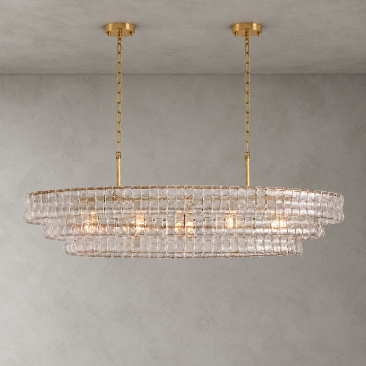 Zirvona Linear Chandelier | Tiered Glass for Kitchen Islands