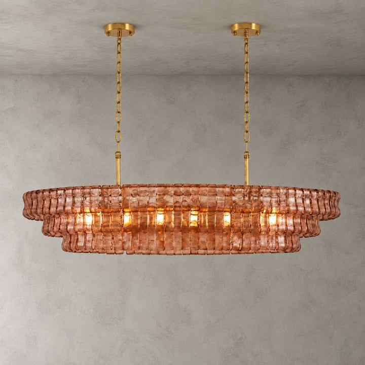 Zirvona Linear Chandelier | Tiered Glass for Kitchen Islands