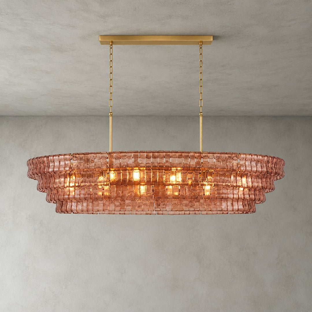 Zirvona Linear Chandelier | Tiered Glass for Kitchen Islands