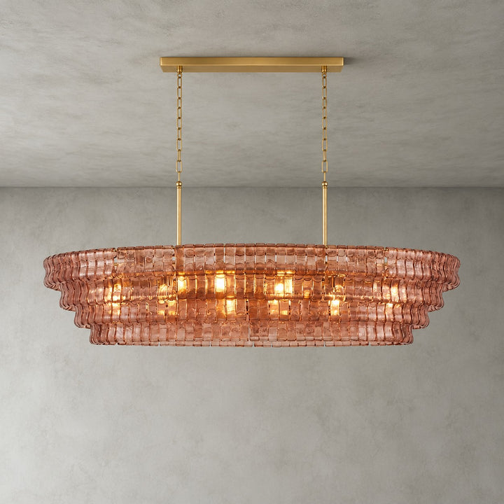 Zirvona Linear Chandelier | Tiered Glass for Kitchen Islands
