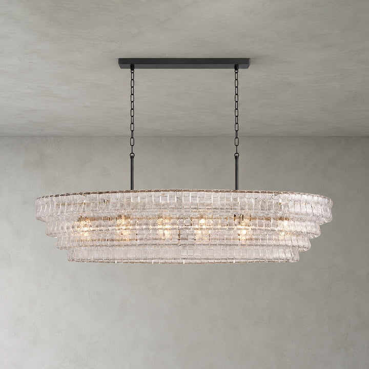 Zirvona Linear Chandelier | Tiered Glass for Kitchen Islands