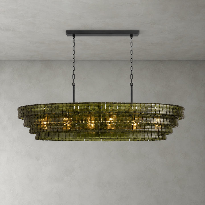 Zirvona Linear Chandelier | Tiered Glass for Kitchen Islands