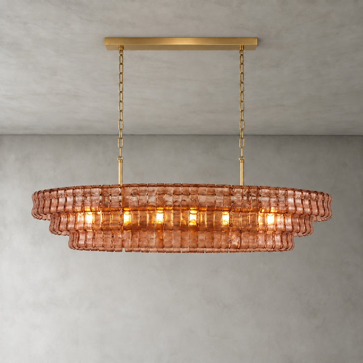 Zirvona Linear Chandelier | Tiered Glass for Kitchen Islands